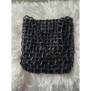 Vintage Nordstrom Beaded Black Bag 90s Weddings Events Prom Excellent Condition
